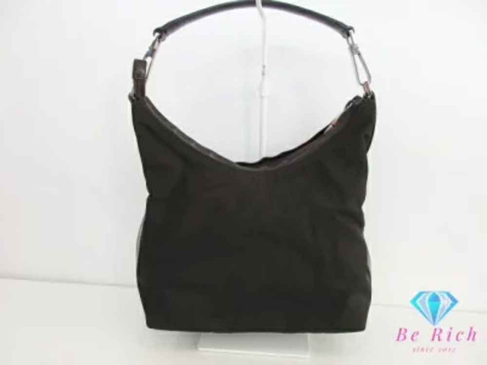 Gucci Hobo Bag Black Brown Canvas Leather Hobo Handbag